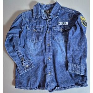 Coogi Kids Boys Denim Button-Up Shirt Size 6 Metal Buttons